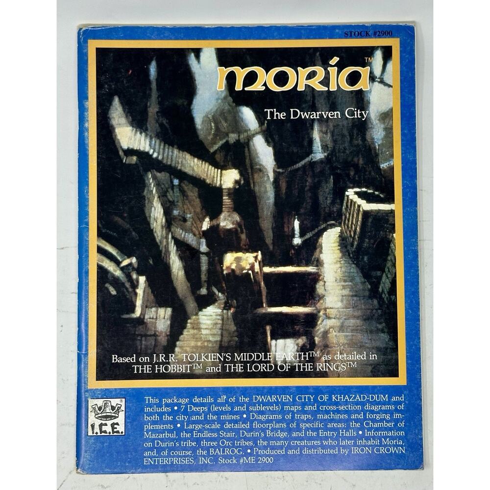 MERP Moria The Dwarven City Tolkien LOTR RPG 1984 ICE #2900